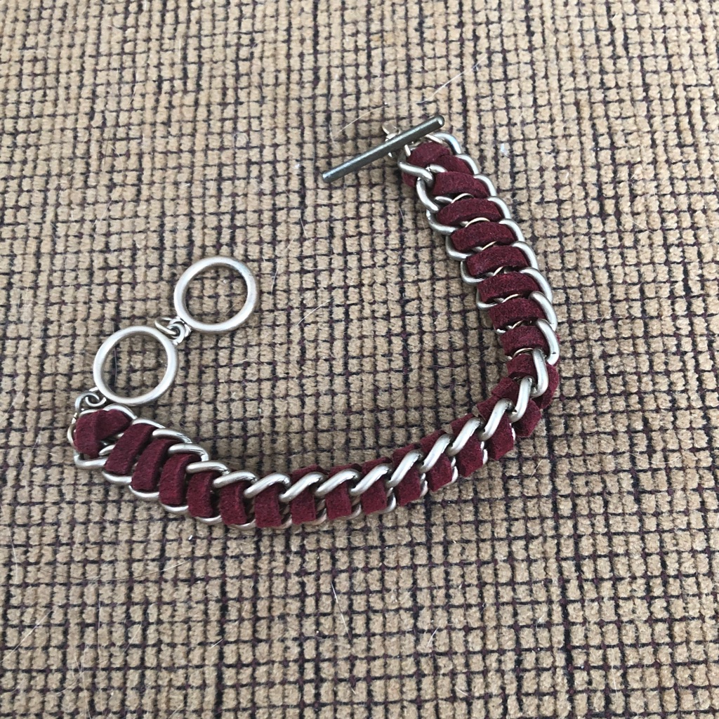 Elegant Burgundy And Silver Women's Bracelet
